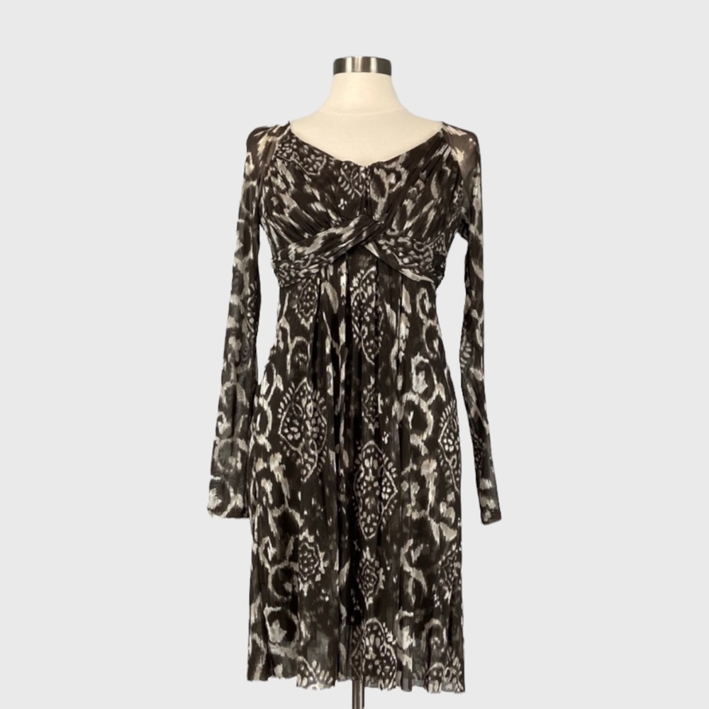 INC International Concepts Womens Petite Ikat Print Dress Long Sleeves size PS